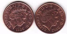 Great Britain 2 X 1 Penny 2011 + 2012 - 1 Penny & 1 New Penny