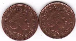 Great Britain 2 X 1 Penny 2005 + 2006 - 1 Penny & 1 New Penny