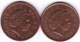 Great Britain 2 X 1 Penny 1999 + 2000 - 1 Penny & 1 New Penny
