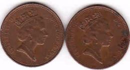 Great Britain 2 X 1 Penny 1985 + 1985 - 1 Penny & 1 New Penny