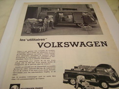 ANCIENNE  PUBLICITE COMBI UTILITAIRE  VOLKSWAGEN  1960 - Camion