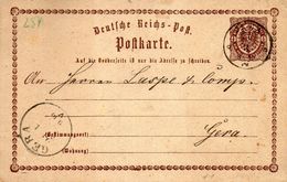 German Reich 1873 1/2 Groschen Postal Stationery Perfect:Jena,20.03.1873 To Gera 21.03.1873,as Scan - Postkarten