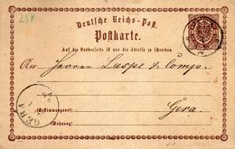 German Reich 1873 1/2 Groschen Postal Stationery Perfect:Jena,20.03.1873 To Gera 21.03.1873,as Scan - Tarjetas