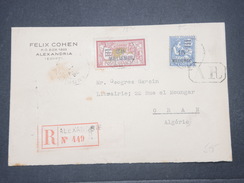 FRANCE / ALEXANDRIE - Enveloppe En Recommandé De Alexandrie Pour Oran En 1925 , Affranchissement Plaisant - L 9857 - Cartas & Documentos