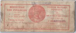 Carnet à Souches/Pensions Militaires D'Invalidité/Ministère Des Finances/Armée De Terre Et Coloniale/R Lecoq/1938  AEC66 - Ohne Zuordnung