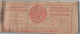 Carnet à Souches/Pensions Militaires De La Guerre/Ministère Des Finances/Proportionnelles/E BECK/1936              AEC67 - Unclassified