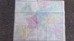 RARE AFFICHE CARTE GENERALE CHEMINS FER EUROPEENS PAR A.T. CHARTIER- GEOGRAPHIE GOBERT -LACOSTE-MIGEON- KOLLMANN - Plakate