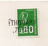 Griffe Horizontale THOUARS--79329 Sur Marianne De Béquet 0.80 Vert Le Tout Sur Carte Postale"Bourine Vendéenne" - Handstempel