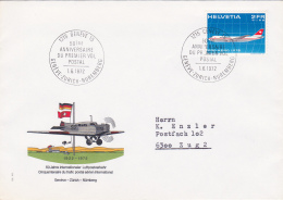 No F47 Sur Lettre 5o ème Anniversaire Du 1er Vol Postal Genève-Zürich-Nuremberg Le 1.6.1972 - Sonstige & Ohne Zuordnung