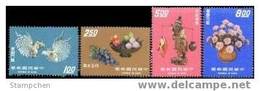 Taiwan 1974 Handicraft Stamps Cock Fruit Fishing Rose Flower Jade Fish Rooster - Ongebruikt