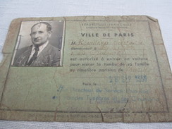 RF/Carte D'Autorisation D'entrer De Voiture Particulière/Cimetière/Ville  De Paris/ Rouillard/ 1956     AEC79 - Unclassified