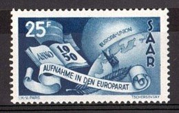 SARRE - 1950 - N° 277 - Neuf ** - Admission Au Conseil De L'Europe - Cote 60 € - Aéreo
