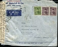 EGYPT CENSORED MIXED FRANKING AIR MAIL COVER TO GERMANY MAINZ - Storia Postale