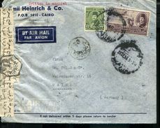 EGYPT CENSORED MIXED FRANKING AIR MAIL COVER TO GERMANY MAINZ - Lettres & Documents