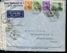 EGYPT CENSORED MIXED FRANKING AIR MAIL COVER TO GERMANY MAINZ - Lettres & Documents