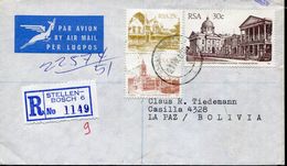 SOUTH AFRICA STELLENBOSCH MIXED FRANKING AIR MAIL COVER TO LA PAZ - Airmail