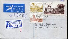 SOUTH AFRICA STELLENBOSCH MIXED FRANKING AIR MAIL COVER TO LA PAZ - Poste Aérienne