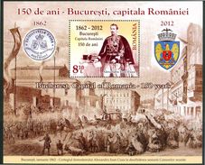 ROMANIA 2012** - Bucarest, Capital Of Romania - 150 Years - Block MNH Come Da Scansione. - Nuovi