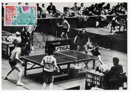 Tennis Table Ping Pong Bergeret Secretin France-chine Annecy Paris Cp Maximum 1977 état Superbe - Tafeltennis