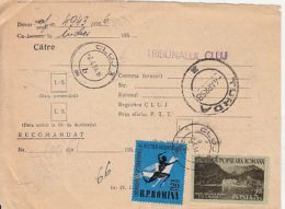 64930- ATHLETICS, TUSNAD, STAMPS ON REGISTERED DOCUMENT, 1958, ROMANIA - Lettres & Documents