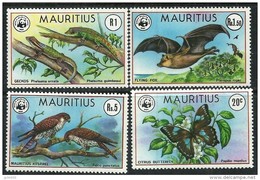 MAURICE WWF, Papillons, Oiseaux, Chauve Souris, Yvert 476/79 ** Neuf Sans Charniere. MNH - Unused Stamps