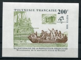 4568  POLYNESIE  BF 15**   Bicentenaire De La Révolution Française Et De La Mutinerie Du "Bounty    1989   SUPERBE - Blocchi & Foglietti