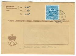 Liechtenstein // 1952 // Lettre Remboursement Du Service Philatélique - Briefe U. Dokumente