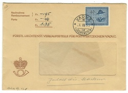Liechtenstein // 1953 // Lettre Remboursement Du Service Philatélique 1er Jour - Briefe U. Dokumente