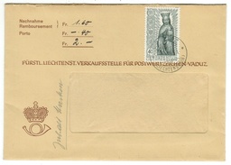 Liechtenstein // 1954 // Lettre Remboursement Du Service Philatélique 1er Jour - Covers & Documents
