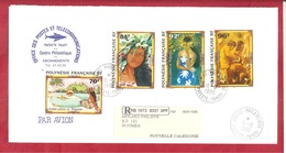 Y&T N°520+521+522+523  PAPEETE  Vers N CALEDONIE 1996 - Covers & Documents
