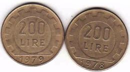 Italy 2 X 200 Lire 1978 + 1979 - 200 Liras