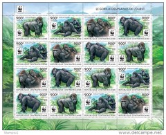 Central African Republic. 2015 WWF – Gorilla (Klb Of 4 Sets). (225d) - Gorilla's