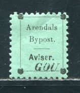 NORWAY ARENDAL TOWN POST NEWSPAPER STAMP 1886 - Emissions Locales