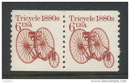 USA 1985 Scott # 2126. Transportation Issue: Tricycle 1880s, Pair MNH (**). - Coils & Coil Singles