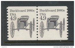 USA 1985 Scott # 2124. Transportation Issue: Buckboard 1880s, Pair MNH (**). - Rollenmarken