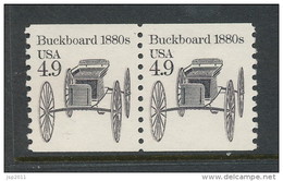 USA 1985 Scott # 2124. Transportation Issue: Buckboard 1880s, Pair MNH (**). - Coils & Coil Singles