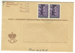 Liechtenstein // 1959 // Lettre Remboursement Du Service Philatélique 1er Jour - Briefe U. Dokumente