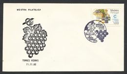 Portugal Cachet Commémoratif  Expo Philatelique Torres Vedras Raisins Vin 1982 Event Postmark Stamp Expo Wine Grapes - Wein & Alkohol