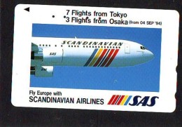 Télécarte  JAPON * 110-011 * SCANDINAVIAN AIRLINES * SAS  (2289) * Phonecard JAPAN * Airplane * Flugzeug AVION * AIRLINE - Avions