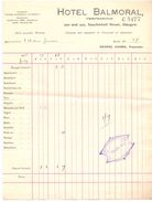 Factuur Facture Reçu  Note Bill - Hotel Balmoral - Glasgow 1911 - Royaume-Uni