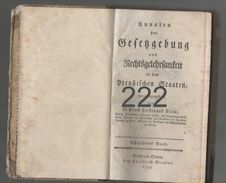 Annalen Der Gesetzgebung Und Rechtsgelehrsamkeit In Den Preussischen Staaten (achtzehnter Band 1799) - Police & Militaire