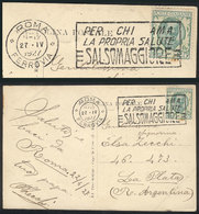 TOPIC MEDICINE "PC Sent From Italy To Argentina On 27/AP/1927, With Slogan Can - Geneeskunde