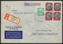 GERMANY Registered Airmail Cover Sent From Freiberg To Buenos Aires On 2/DE/193 - Andere & Zonder Classificatie