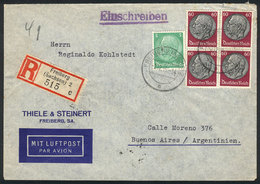 GERMANY Registered Airmail Cover Sent From Freiberg To Buenos Aires On 2/DE/193 - Otros & Sin Clasificación