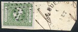 ARGENTINA GJ.16a, 4R. Green Worn Impression, COMPLETE DOUBLE IMPRESSION Variety - Buenos Aires (1858-1864)