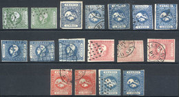 ARGENTINA Stockcard With 17 Varied Cabecitas, All With Defects, Very High Catal - Buenos Aires (1858-1864)