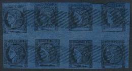 ARGENTINA "GJ.7, 1871 3c. Dark Blue, Fantastic Used BLOCK OF 8, With Mute ""ova - Corrientes (1856-1880)