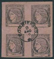 ARGENTINA GJ.13, Dull Rose, Fantastic Block Of 4 With CORRIENTES - 9/AUG/76 Dat - Corrientes (1856-1880)