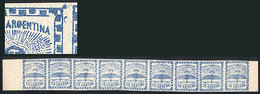 ARGENTINA "GJ.3j + 3a, 15c. Blue Small Figures, Strip With The 9 Types, The 8th - Nuevos