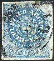 ARGENTINA GJ.9, 15c. Blue, Beautiful Example In Very Good Color, Cancelled By T - Autres & Non Classés